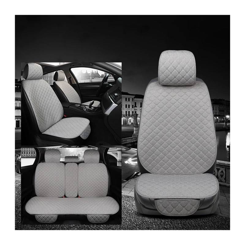 Auto Sitzbezug Autositzbezug rutschfest 4 Farben Flachs Universal Autositzkissen Matte Auto Styling Automobil Autositzschutz Autozubehör Auto Schonbezüge(1 Set Gray) von UFITIDU