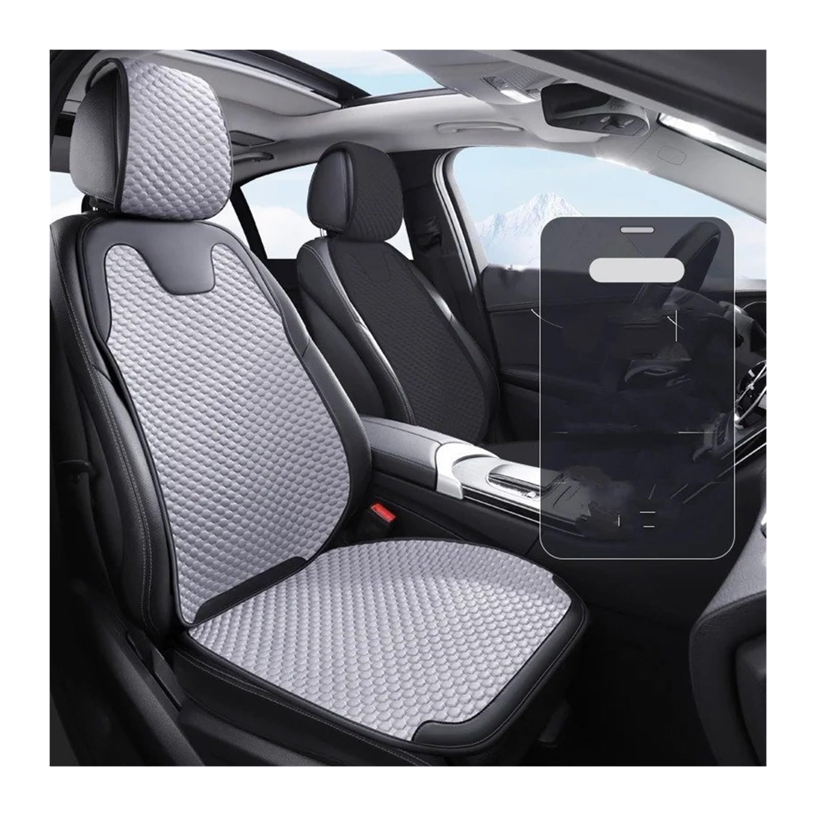 Auto Sitzbezug Autositzkissen Atmungsaktiver Sitzbezug Schweißabsorption Universelles Eissein-Autositzkissen Geteiltes Einzelsitz-Rückenset Auto Schonbezüge(Grey Front Seat) von UFITIDU