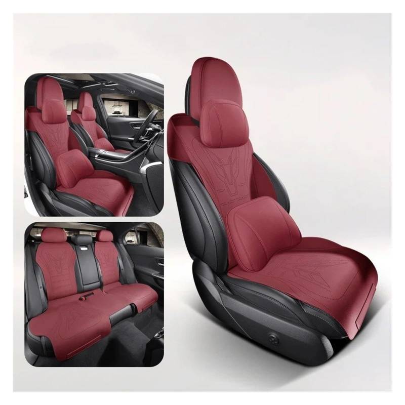 Auto Sitzbezug Für Benz Für GLC 2023 2024 Wildleder Auto Spezielle Sitzkissen Halbe Packung Sitzbezug Schutz Automotive Interior Zubehör Auto Schonbezüge(Red-H 2024) von UFITIDU