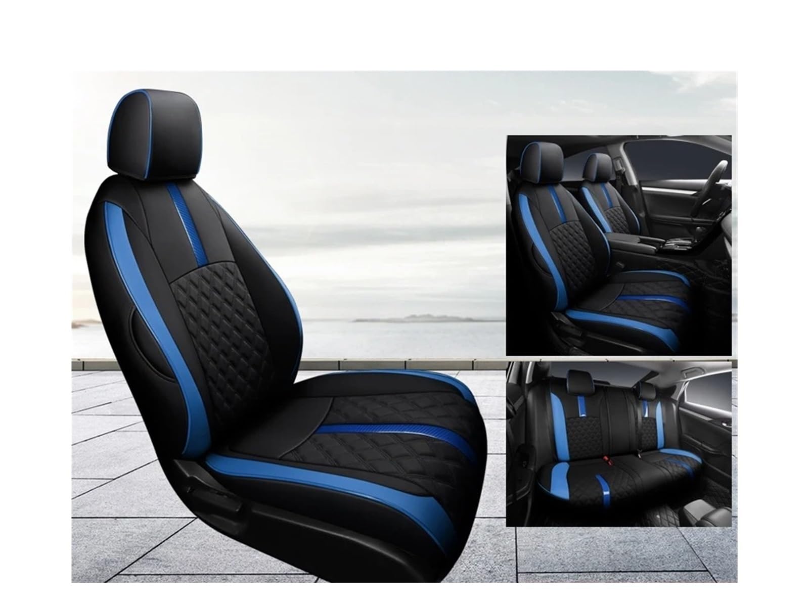 Auto Sitzbezug Für Civic 2016 2017 2018 2019 2020 2021 2022 2023 2024 Wählen Sie Maßgeschneiderte Autositzbezüge Der 11. Generation, Auto-Styling-Zubehör Auto Schonbezüge(Black Blue 2023) von UFITIDU