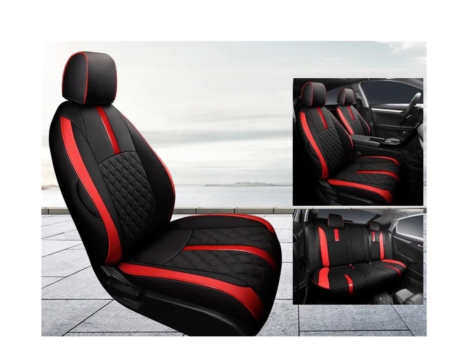 Auto Sitzbezug Für Civic 2016 2017 2018 2019 2020 2021 2022 2023 2024 Wählen Sie Maßgeschneiderte Autositzbezüge Der 11. Generation, Auto-Styling-Zubehör Auto Schonbezüge(Black red 2022) von UFITIDU