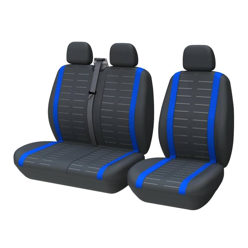 Auto Sitzbezug Für Einzelsitzbezüge Für Fahrer Und Beifahrer, Universelle 3D-Streifen-Sitzbezüge, Passend Für Die Meisten Vans Trucks 2+1 Sitzbezüge Auto Schonbezüge(Blau) von UFITIDU