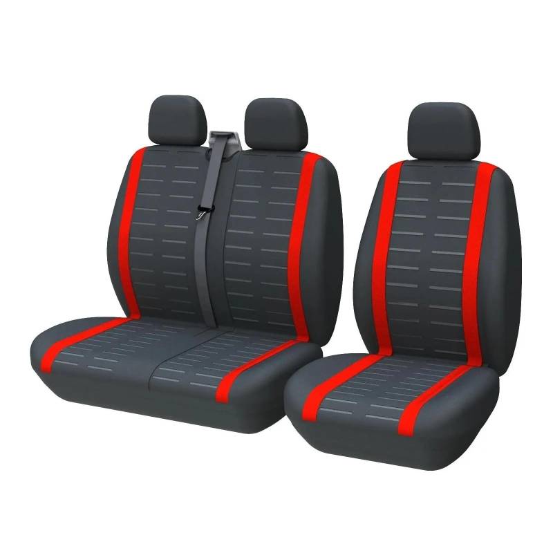 Auto Sitzbezug Für Einzelsitzbezüge Für Fahrer Und Beifahrer, Universelle 3D-Streifen-Sitzbezüge, Passend Für Die Meisten Vans Trucks 2+1 Sitzbezüge Auto Schonbezüge(Rot) von UFITIDU