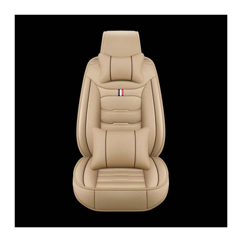 Auto Sitzbezug Für Lincoln Alle Modelle Für Navigator MKS MKZ MKC MKX MKT Leder Auto Sitzbezug Auto Zubehör Auto-Styling 5 Sitze Auto Schonbezüge(1 seat Beige Pillow) von UFITIDU