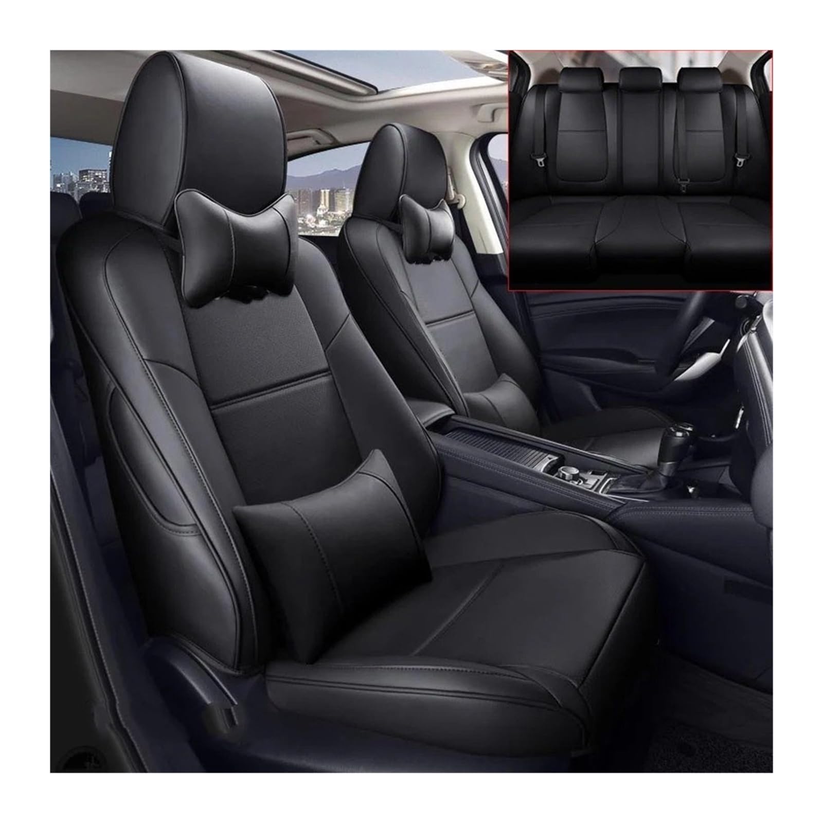 Auto Sitzbezug Für Mazda Für CX-30 2020 2021 2022 2023 2024 Benutzerdefinierte Lederpolsterung Autositzbezüge Sitzbezug Kissen Airbag-Kompatibilität Auto Schonbezüge(Black 2022) von UFITIDU