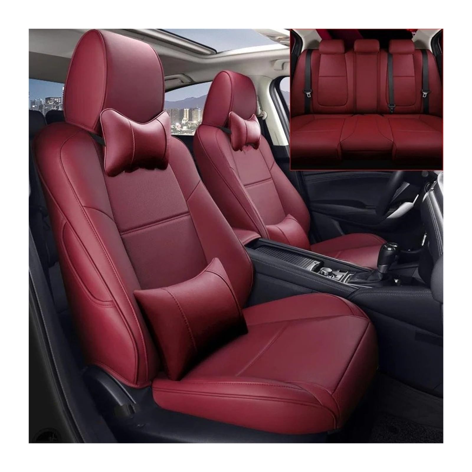 Auto Sitzbezug Für Mazda Für CX-30 2020 2021 2022 2023 2024 Benutzerdefinierte Lederpolsterung Autositzbezüge Sitzbezug Kissen Airbag-Kompatibilität Auto Schonbezüge(Wine red 2022) von UFITIDU