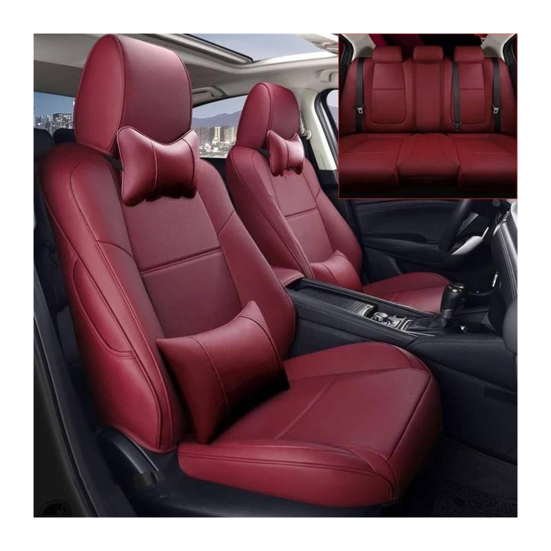 Auto Sitzbezug Für Mazda Für CX-30 2020 2021 2022 2023 2024 Benutzerdefinierte Lederpolsterung Autositzbezüge Sitzbezug Kissen Airbag-Kompatibilität Auto Schonbezüge(Wine red 2022) von UFITIDU