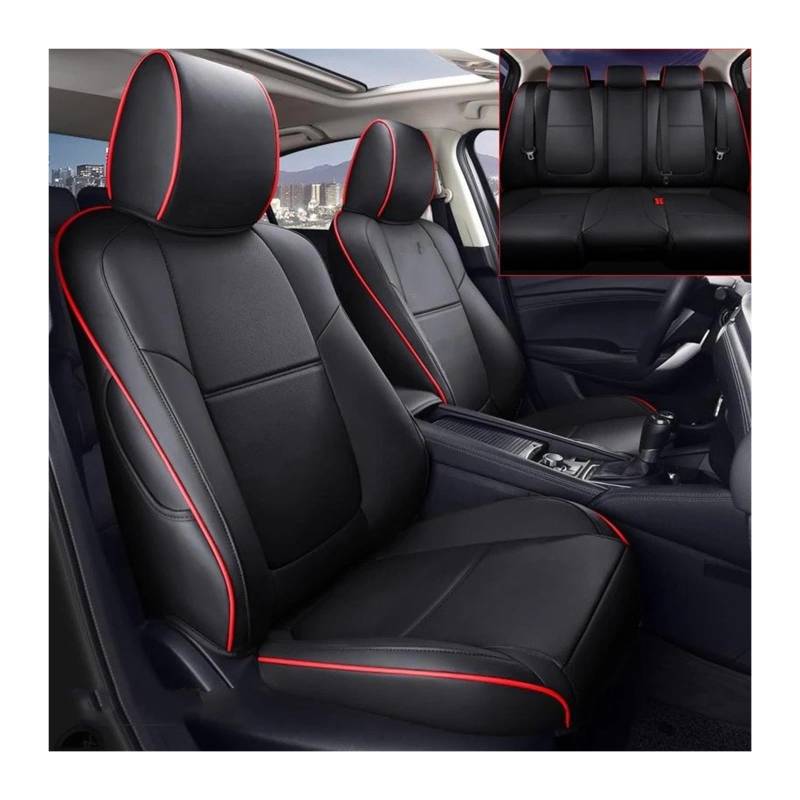 Auto Sitzbezug Für Mazda Für CX-30 2020 2021 2022 2023 2024 PU Auto Maßgeschneiderte Sitzbezüge Atmungsaktives Kunstleder Gesticktes Automobilzubehör Auto Schonbezüge(Black red 2021) von UFITIDU