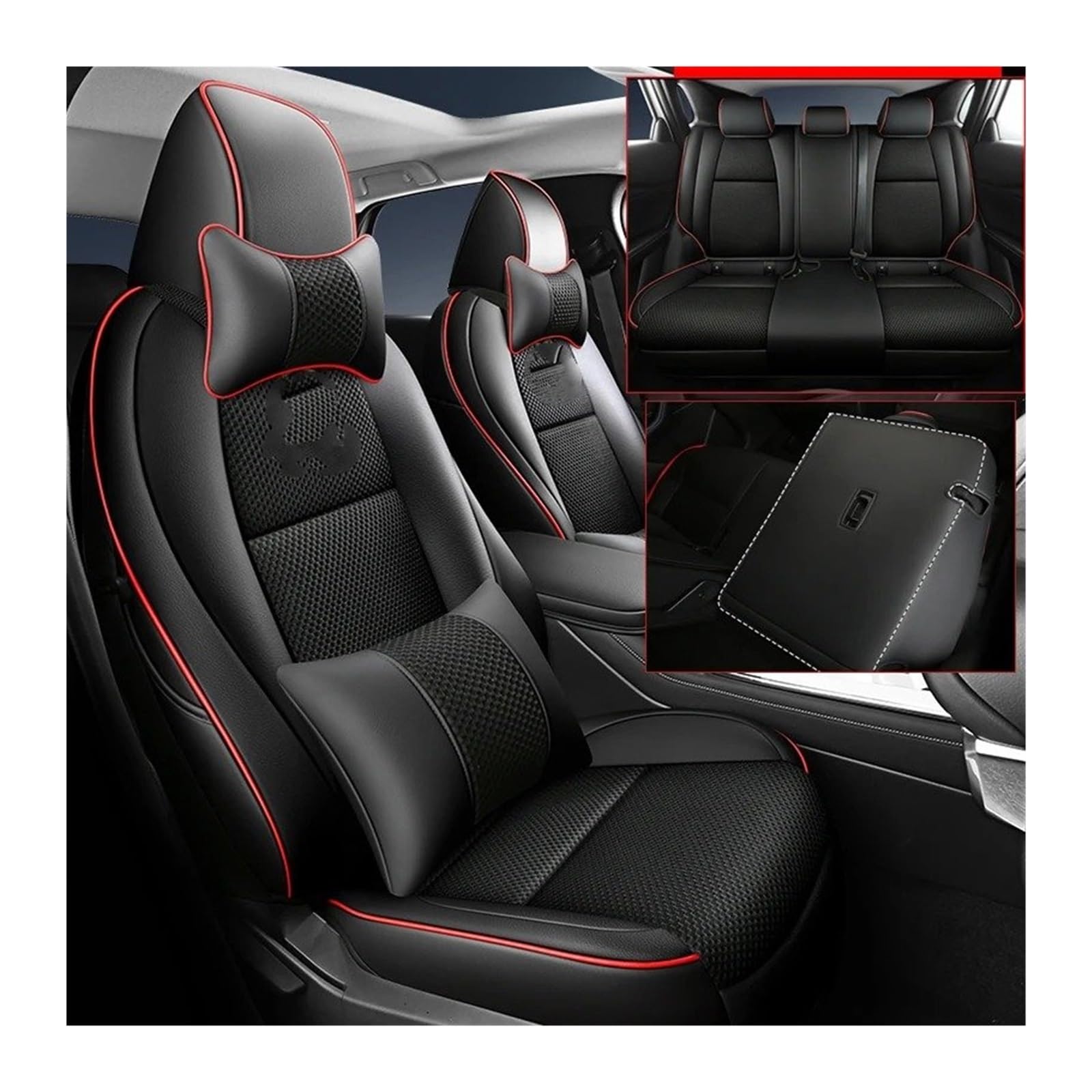 Auto Sitzbezug Für Mazda Für CX-30 2020 2021 Auto Spezielle Sitzbezüge Automotive Sitzbezug Kissen Kunstleder Auto Styling Auto Schonbezüge(Black red II 2020) von UFITIDU