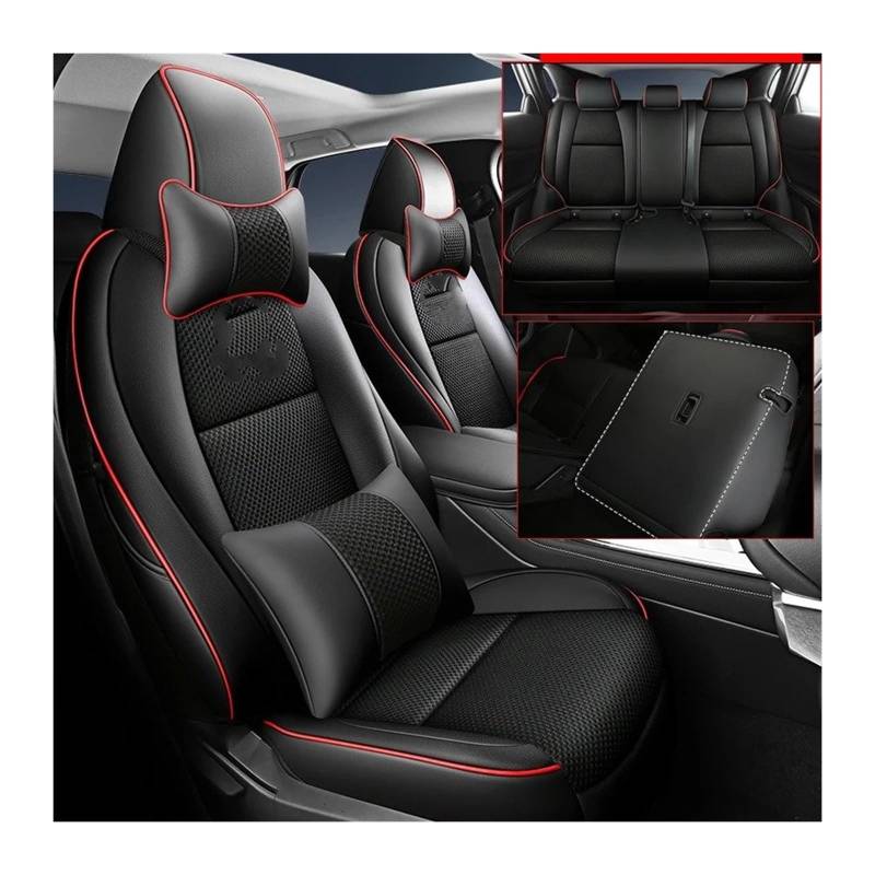 Auto Sitzbezug Für Mazda Für CX-30 2020 2021 Auto Spezielle Sitzbezüge Automotive Sitzbezug Kissen Kunstleder Auto Styling Auto Schonbezüge(Black red II 2020) von UFITIDU