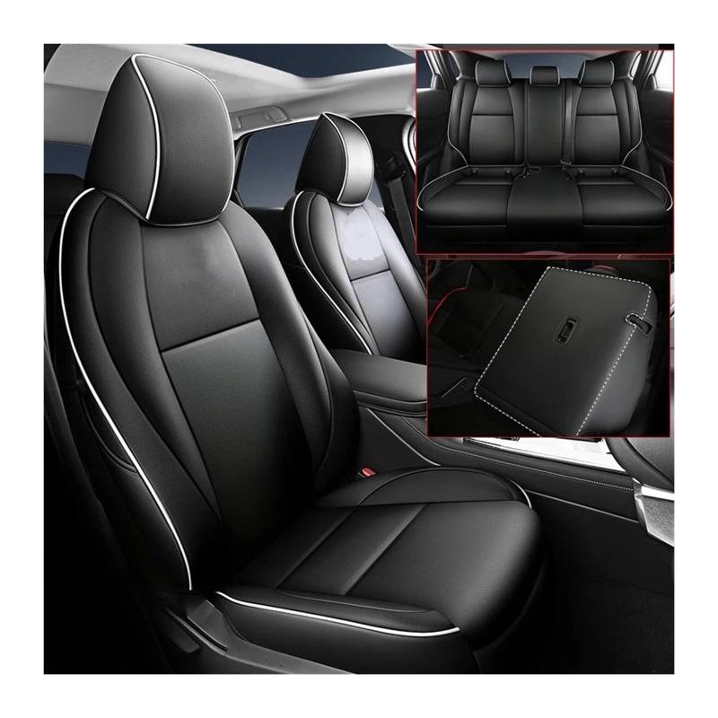 Auto Sitzbezug Für Mazda Für CX-30 2020 2021 Custom Fit Auto Sitzbezüge Künstliche Leder Auto Innen Automotive wasserdichte Zubehör 1 Sets Auto Schonbezüge(Black White 2020) von UFITIDU
