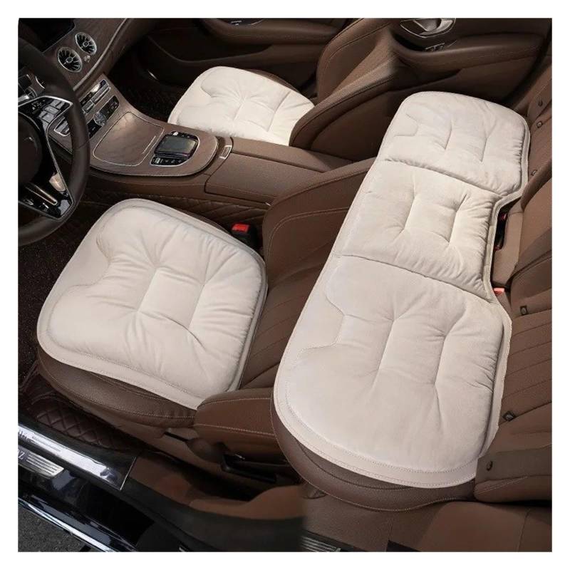 Auto Sitzbezug Für Nissan Für Qashqai Für Juke Für Leaf Micra K12 Hinweis Patrol Xtrail Auto Sitzkissen Flanell Winter Warme Anti Slip Hinten Sitz Weiche Pad Auto Schonbezüge(3PC Beige) von UFITIDU