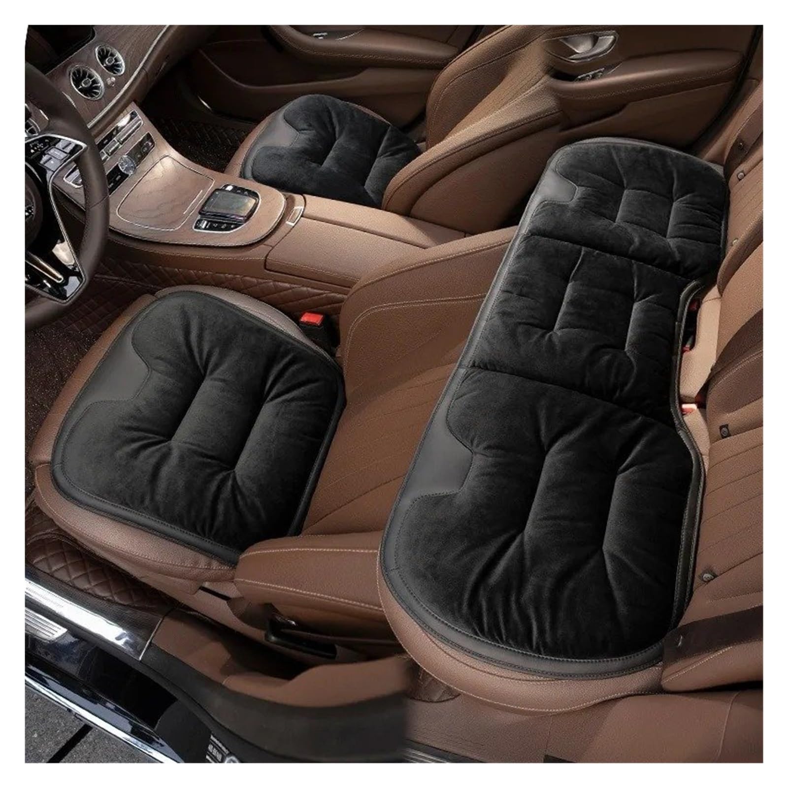 Auto Sitzbezug Für Nissan Für Qashqai Für Juke Für Leaf Micra K12 Hinweis Patrol Xtrail Auto Sitzkissen Flanell Winter Warme Anti Slip Hinten Sitz Weiche Pad Auto Schonbezüge(3PC Black) von UFITIDU