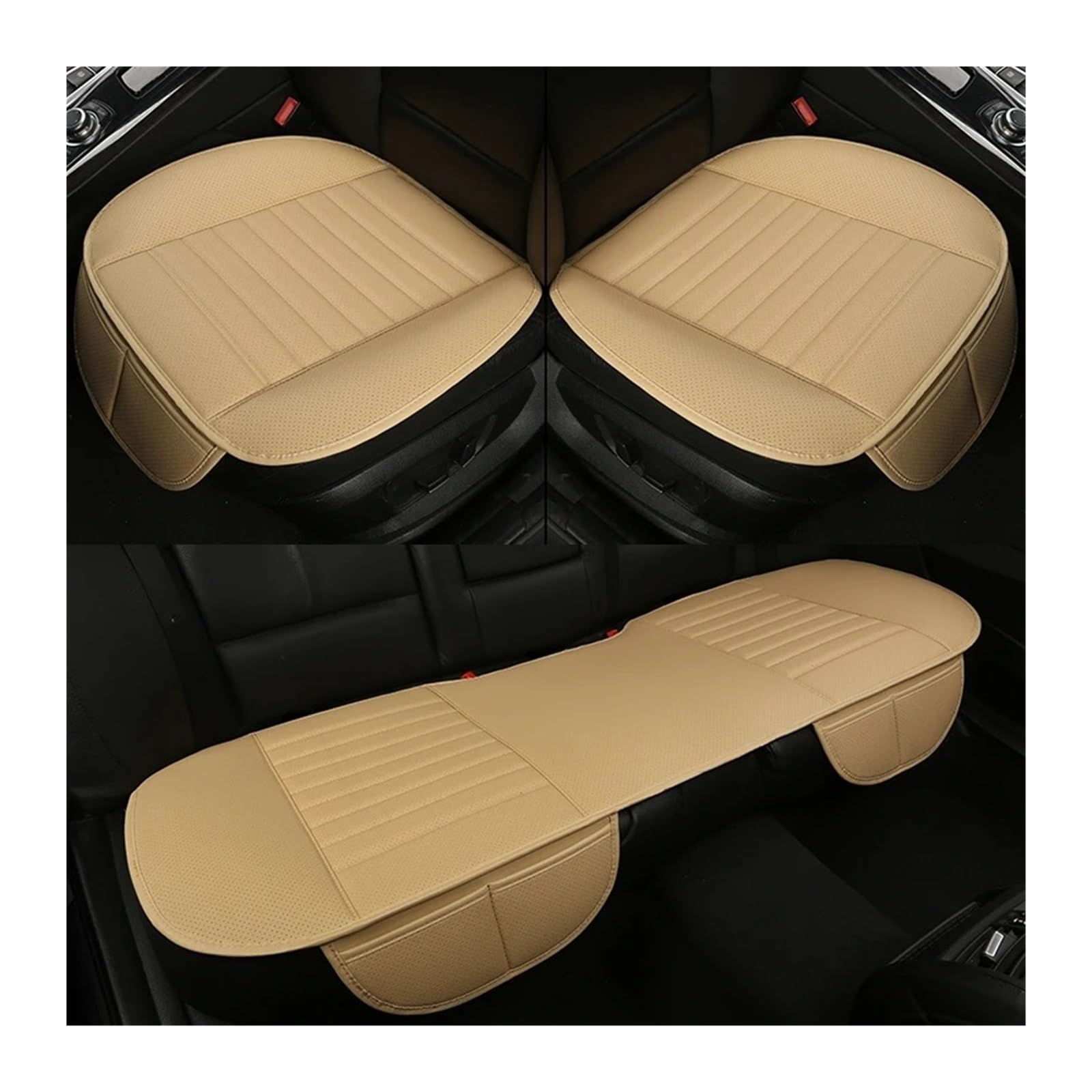 Auto Sitzbezug Für SsangYong Alle Modelle Rodius Kyron ActYon Für Rexton Für Korando Auto-Styling Universal Leder Sitzkissen Auto Zubehör Auto Schonbezüge(Full Set Beige) von UFITIDU
