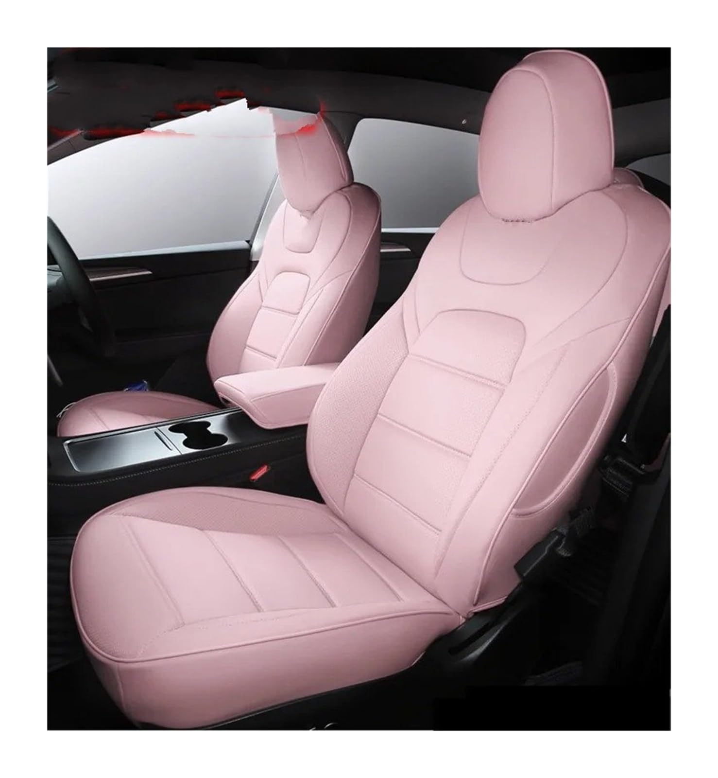 Auto Sitzbezug Für Tesla Für Modell 3 Für YS Auto Sitze Abdeckung Leder Voll Surround Stil Angepasst Innen Zubehör Auto Schonbezüge(Rosa,Half Surround) von UFITIDU