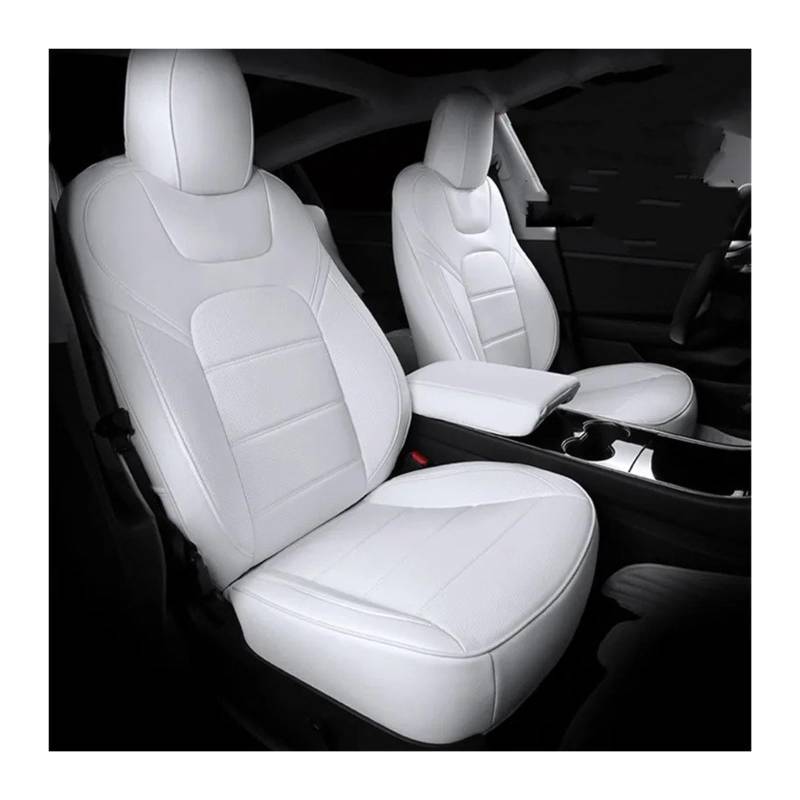 Auto Sitzbezug Für Tesla Für Modell 3 Für YS Auto Sitze Abdeckung Leder Voll Surround Stil Angepasst Innen Zubehör Auto Schonbezüge(Weiß,Full Surround) von UFITIDU