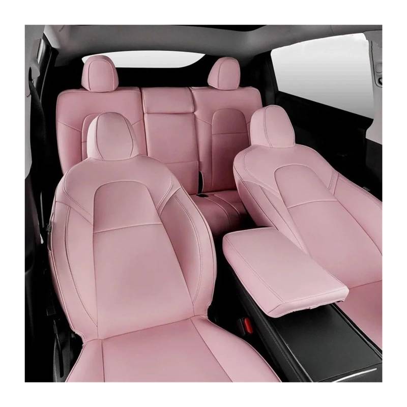 Auto Sitzbezug Für Tesla Für Modell Für Y 3 Highland 2017 2018 2019 2020 2021 2022 2023 2024 PU Leder Sitzbezüge Komplette Set Weiche Atmungsaktive Kissen Protektoren Auto Schonbezüge(for Y,Rosa) von UFITIDU