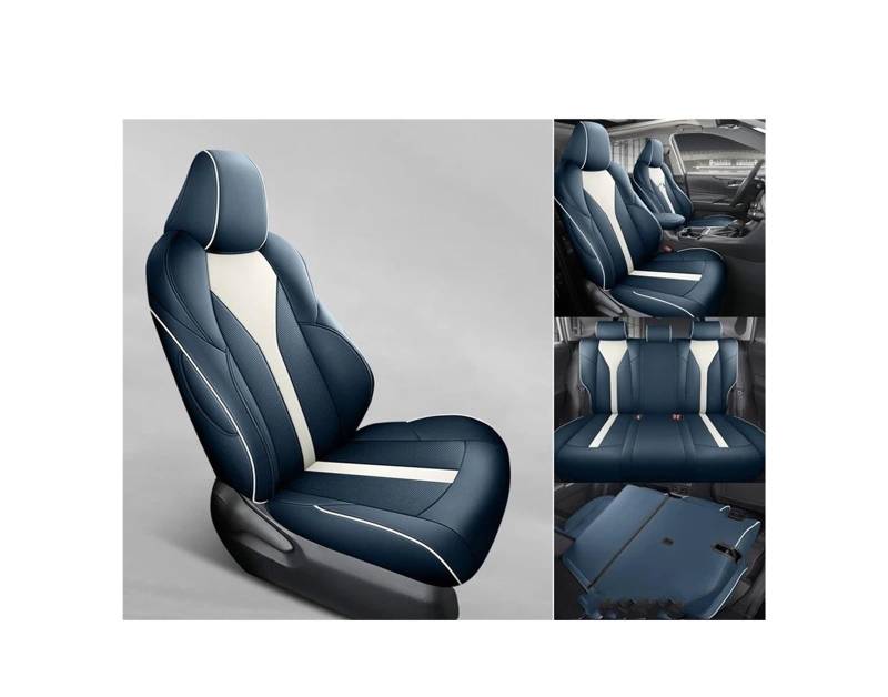 Auto Sitzbezug Für Toyota Für C-HR Benzin Für Hybrid 2018-2023 2024 Vollständige Abdeckung Autositzbezüge Wasserdichter Kunstlederschutz Kompatibler Airbag Schwarz Auto Schonbezüge(Gasoline,Blue FUL von UFITIDU