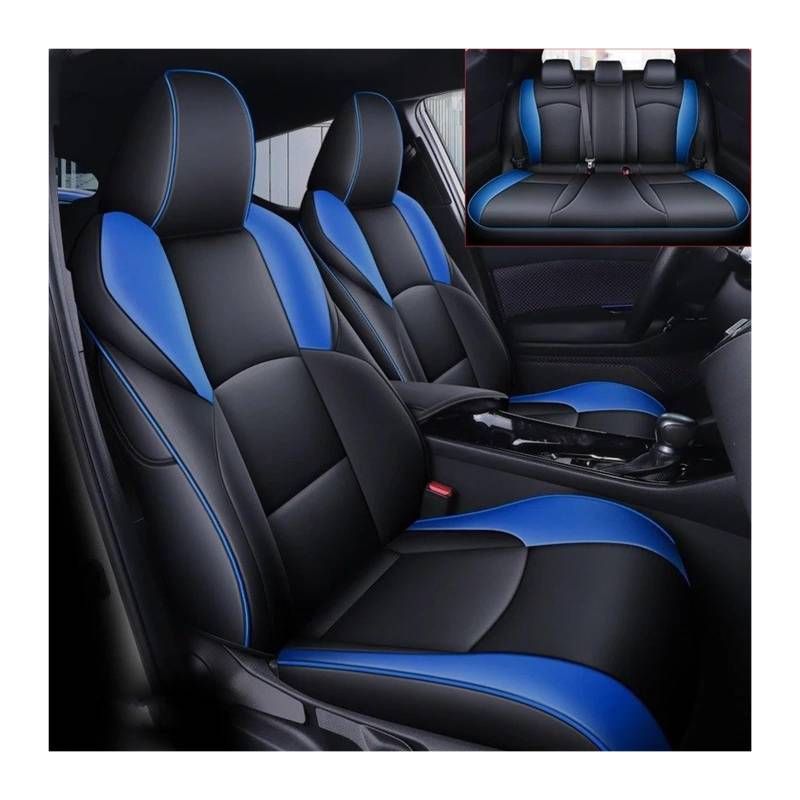 Auto Sitzbezug Für Toyota Für CHR 2019 2020 2021 2022 2023 2024 Benutzerdefinierte Auto Sitzbezüge wasserdichte Leder Sitzkissen Vollen Satz Schützende Zubehör Auto Schonbezüge(Blue Black 2022) von UFITIDU