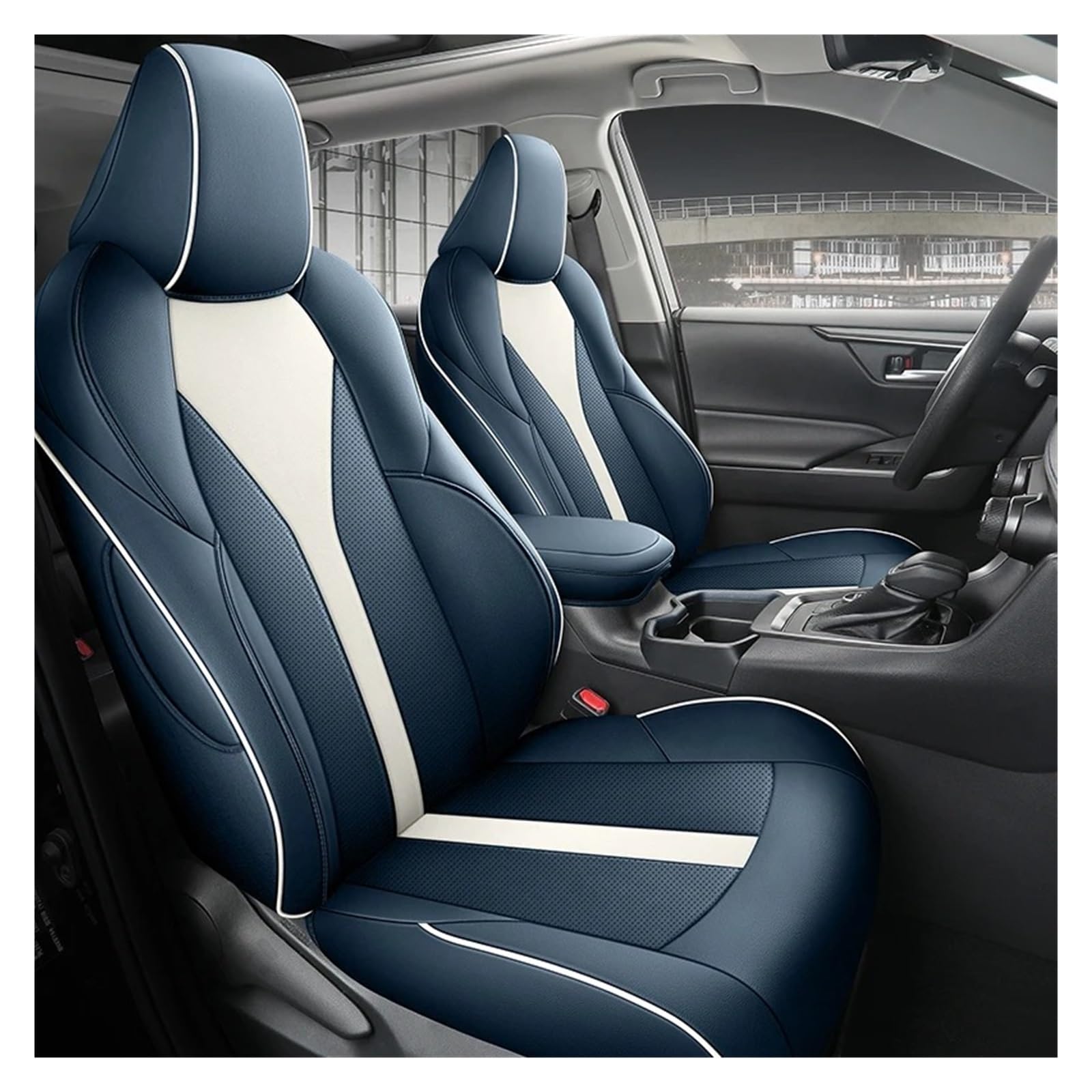Auto Sitzbezug Für Toyota Für CHR 2019 2020 2021 2022 2023 2024 Spezielle Auto Sitz Abdeckung wasserdichte Leder Fit Schutz Kissen 5 Sitze Vollen Satz Auto Schonbezüge(Blue Full 2019) von UFITIDU