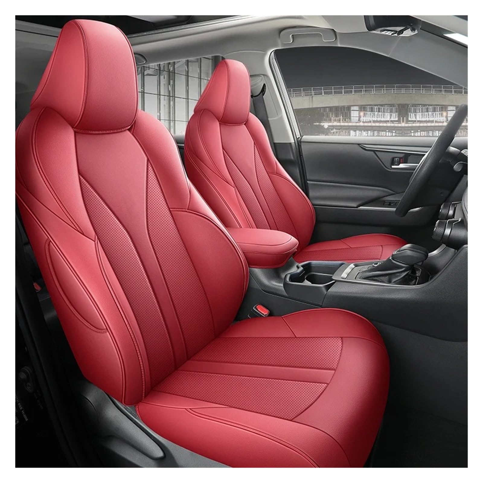 Auto Sitzbezug Für Toyota Für CHR 2019 2020 2021 2022 2023 2024 Spezielle Auto Sitz Abdeckung wasserdichte Leder Fit Schutz Kissen 5 Sitze Vollen Satz Auto Schonbezüge(Wine red Full 2022) von UFITIDU