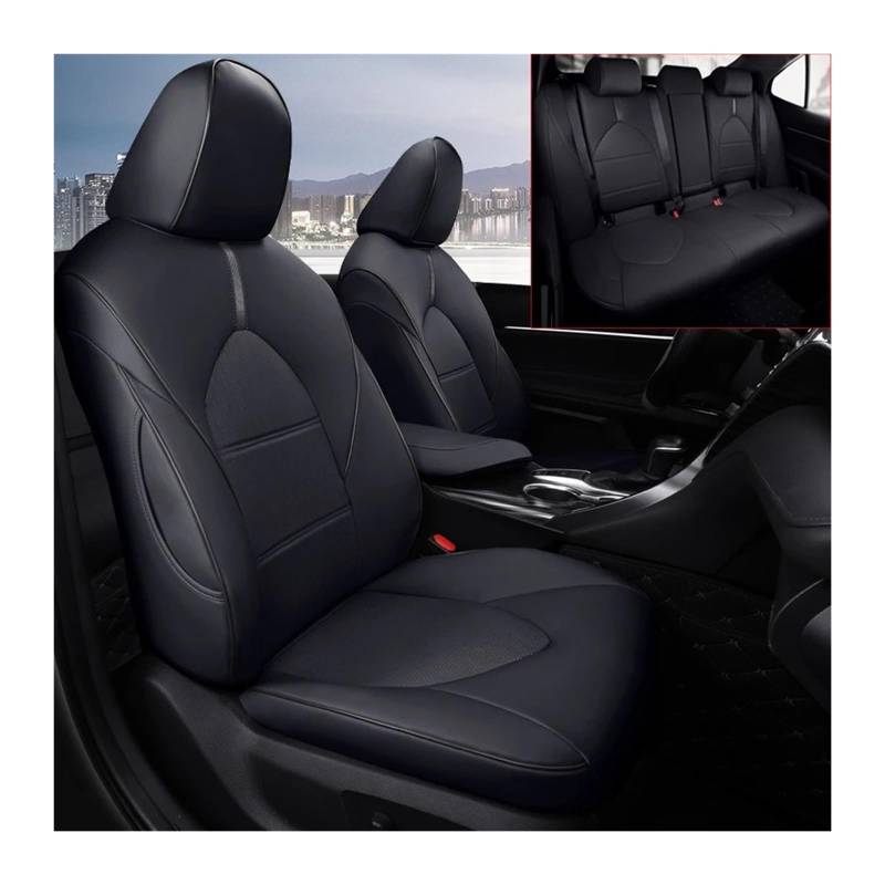 Auto Sitzbezug Für Toyota Für Camry Für Benzin Für Hybrid 2018 2019 2020 2021 2022 2023 2024 Faux Leder Custom Auto Sitzbezüge Kompatibel Auto Vollen Satz Auto Schonbezüge(Black 2023) von UFITIDU