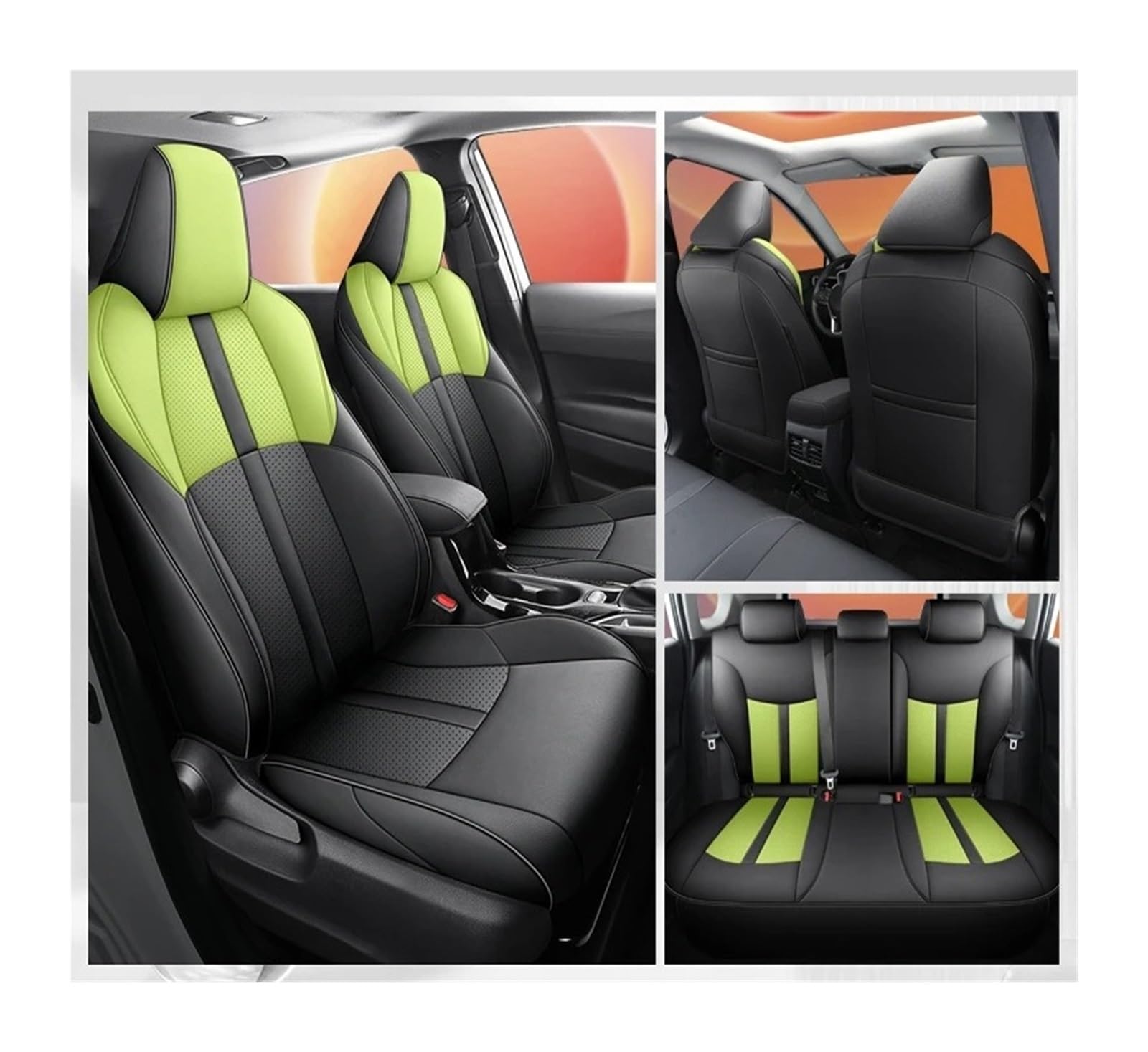 Auto Sitzbezug Für Toyota Für Corolla 2022 2023 2024 Custom Fit Auto Sitzbezüge Automotive Innen Sitzkissen Leder Abdeckung-Komplette Set Auto Schonbezüge(Green 2022) von UFITIDU