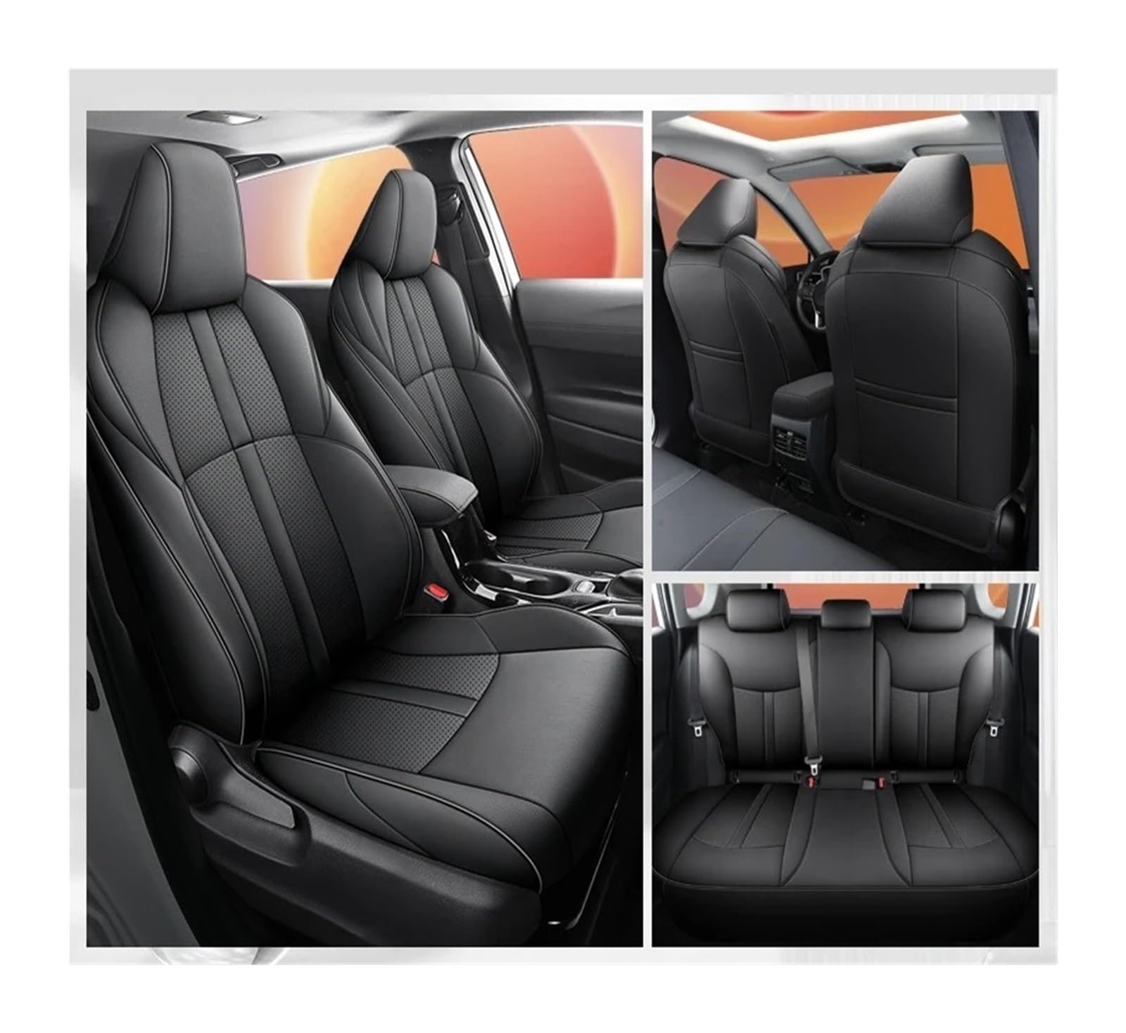 Auto Sitzbezug Für Toyota Für Corolla 2022 2023 2024 Custom Fit Auto Sitzbezüge Automotive Innen Sitzkissen Leder Abdeckung-Komplette Set Auto Schonbezüge(Hybrid Black 2022) von UFITIDU