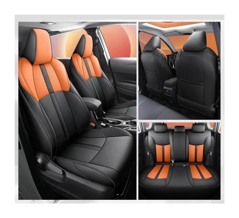 Auto Sitzbezug Für Toyota Für Corolla 2022 2023 2024 Custom Fit Auto Sitzbezüge Automotive Innen Sitzkissen Leder Abdeckung-Komplette Set Auto Schonbezüge(Hybrid orange 2023) von UFITIDU