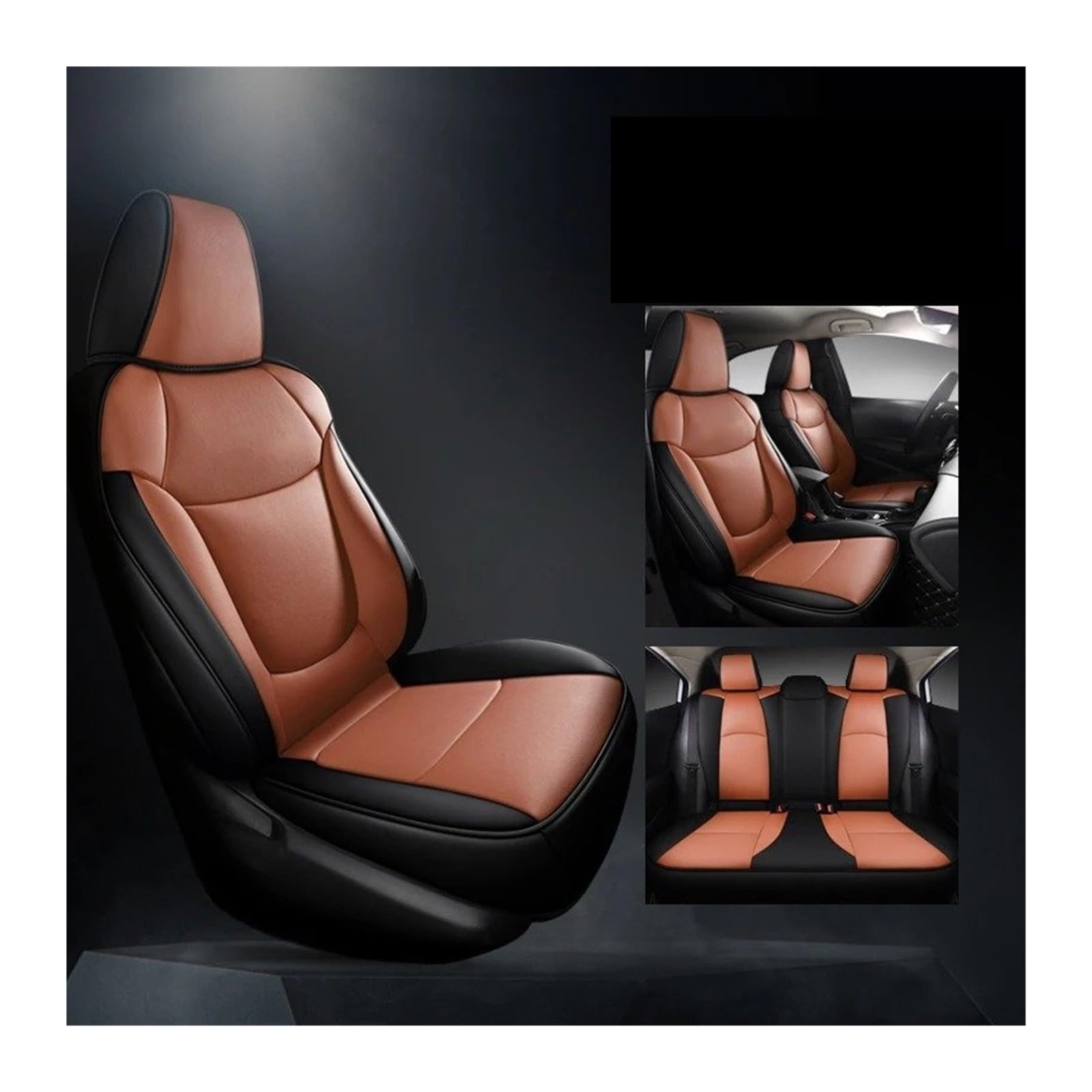 Auto Sitzbezug Für Toyota Für Corolla Für Limousine Für Benzin Für Hybrid 2019-2024 Benutzerdefinierte Autositzbezug wasserdichte Pu-Leder Farbe Splicing Sitze Auto Schonbezüge(Orange 2023) von UFITIDU