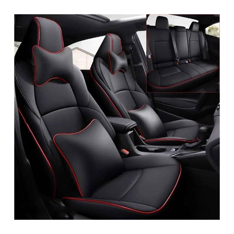 Auto Sitzbezug Für Toyota Für Corolla Levin Sedan 2019–2024 Individuelle Passform Kompletter Satz Autositzbezüge Wählen Schrägheck Wasserfeste Kunstleder Auto Schonbezüge(Black red 02,HYBRID_2023) von UFITIDU