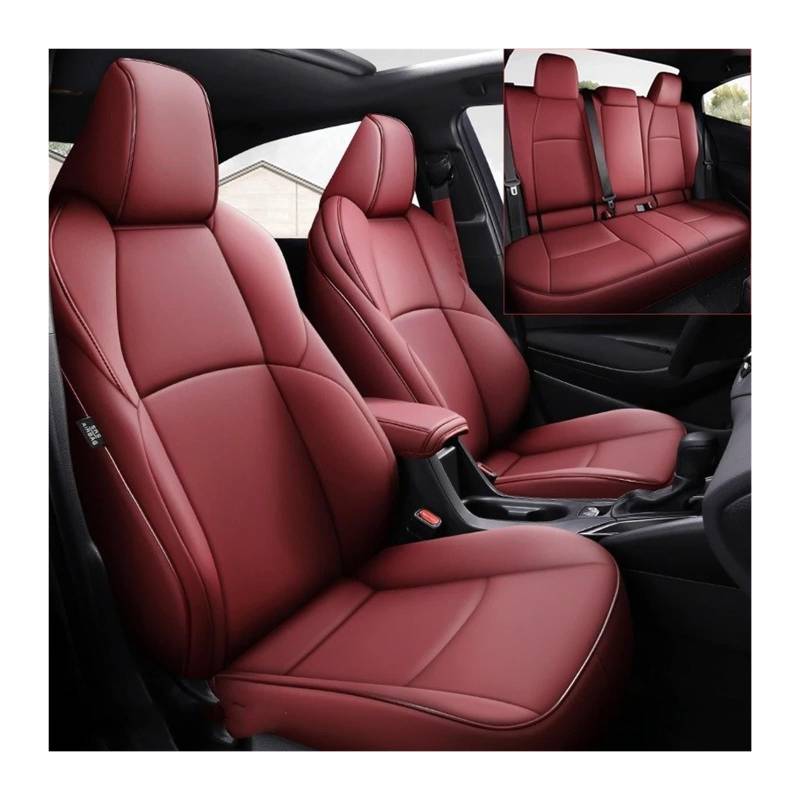 Auto Sitzbezug Für Toyota Für Corolla Levin Sedan 2019–2024 Individuelle Passform Kompletter Satz Autositzbezüge Wählen Schrägheck Wasserfeste Kunstleder Auto Schonbezüge(Wine red 01,HYBRID_2024) von UFITIDU