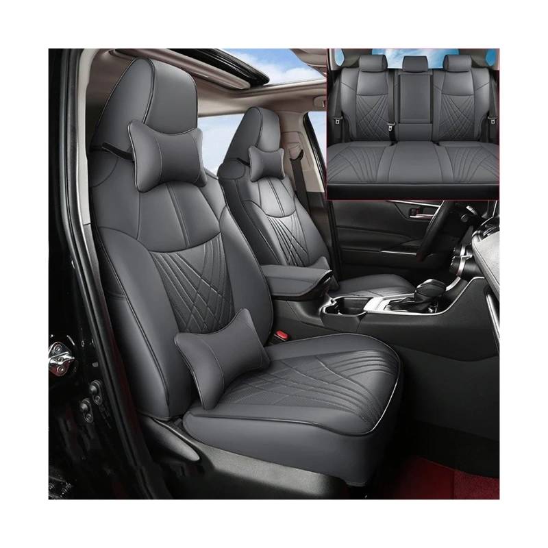 Auto Sitzbezug Für Toyota Für Rav4 2019 2020 2021 2022 2023 2024 Autositzbezüge Spezielles Internes Schutzzubehör Wasserdichtes Leder Fit Full Set Auto Schonbezüge(Grey 2019) von UFITIDU