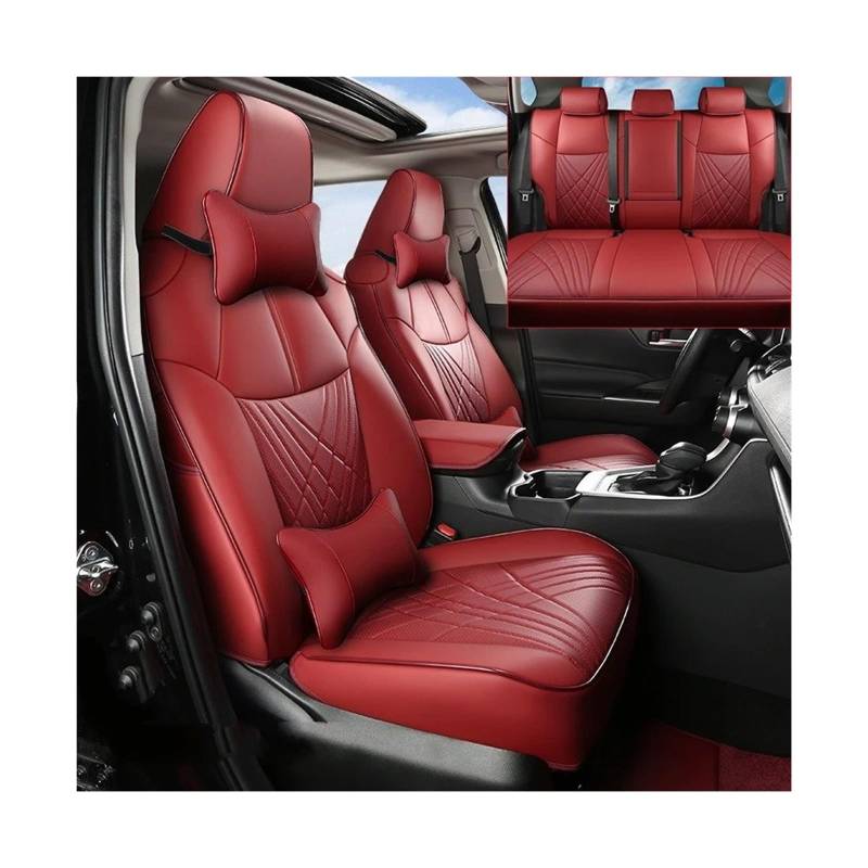 Auto Sitzbezug Für Toyota Für Rav4 2019 2020 2021 2022 2023 2024 Autositzbezüge Spezielles Internes Schutzzubehör Wasserdichtes Leder Fit Full Set Auto Schonbezüge(Wine Red 2024) von UFITIDU