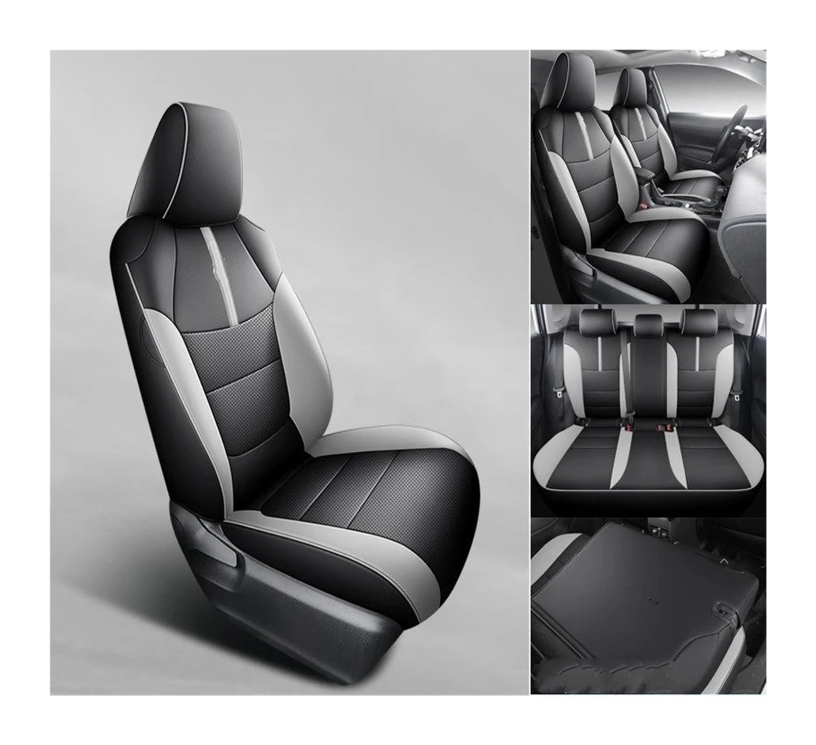 Auto Sitzbezug Für Toyota Für Rav4 Benzin Für Hybrid 2019 2020 2021 2022 2023 2024 Innen Upgrade Autositzbezüge wasserdichte Leder Automotive Sitzkissen Auto Schonbezüge(Hybrid Blackgrey2022) von UFITIDU