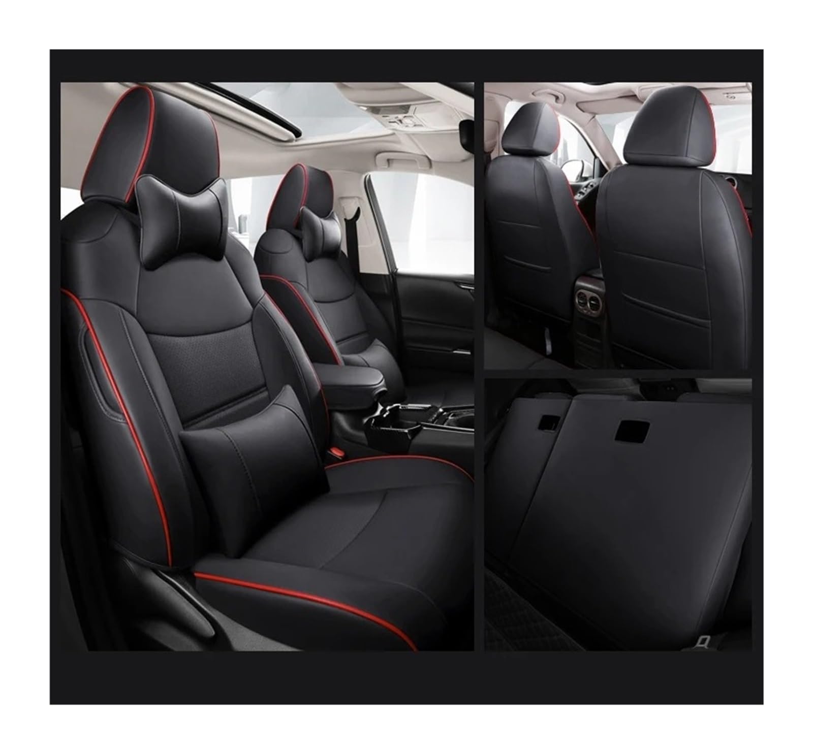 Auto Sitzbezug Für Toyota Für Rav4 Für Benzin Für Hybrid 2019-2022 2023 2024 Autositzbezüge Atmungsaktives Kunstleder Auto Special Protect Kissen Komplettset Auto Schonbezüge(Gasoline,Black RED Full Auto Sitzbezug Für Toyota Für Rav4 Für Benzin Für Hybrid 2019-2022 2023 2024 Autositzbezüge Atmungsaktives Kunstleder Auto Special Protect Kissen Komplettset Auto Schonbezüge(Gasoline,Black RED Full von UFITIDU