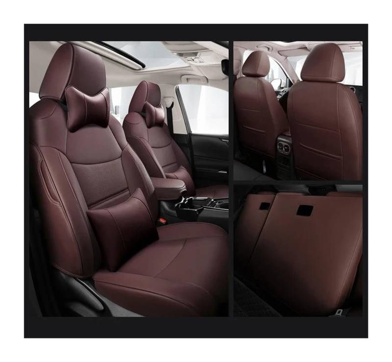 Auto Sitzbezug Für Toyota Für Rav4 Für Benzin Für Hybrid 2019-2022 2023 2024 Autositzbezüge Atmungsaktives Kunstleder Auto Special Protect Kissen Komplettset Auto Schonbezüge(Hybrid,Coffee FULL-02_2 von UFITIDU