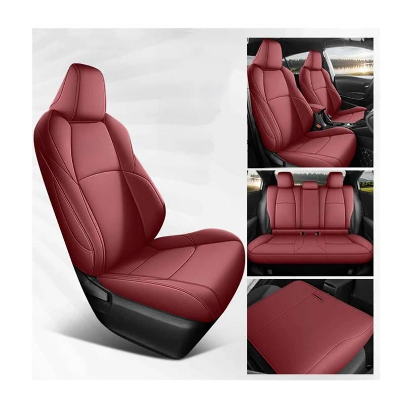 Auto Sitzbezug Für Toyota Für Rav4 Für Hybrid 2024 2023 2022 2021 2020 Sitz Abdeckung Leder Vorne Hinten Auto Sitzkissen Armlehne Abdeckung Innen Dekoration Auto Schonbezüge(Hybrid-Wine Red) von UFITIDU