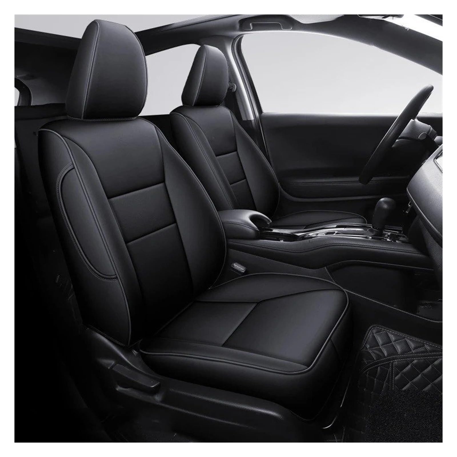 Auto Sitzbezug Für Vezel Für HRV XRV 2014 2015 2016 2017 2018 2019 Marke Abzeichen Auto Sitzbezüge Detail Styling Auto Seat Protector Kissen Auto Schonbezüge(Black 2019) von UFITIDU