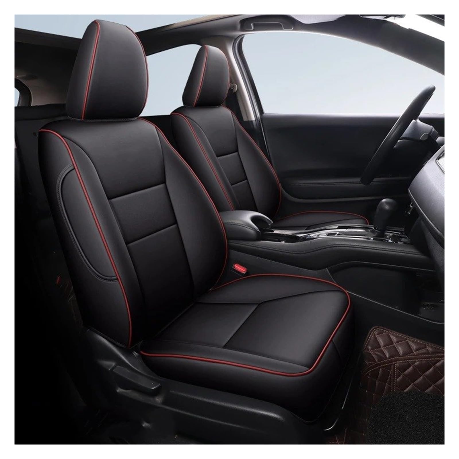Auto Sitzbezug Für Vezel Für HRV XRV 2014 2015 2016 2017 2018 2019 Marke Abzeichen Auto Sitzbezüge Detail Styling Auto Seat Protector Kissen Auto Schonbezüge(Black Red 2016) von UFITIDU