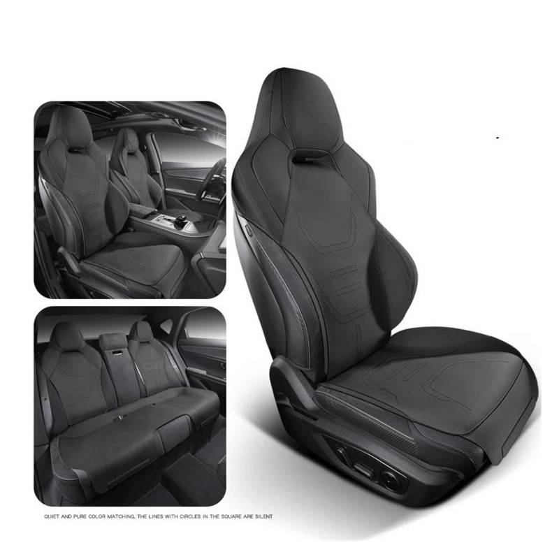 Auto Sitzbezug Hohe Auto Auto Sitzkissen Abdeckung Für BYD Han Four Seasons Universal Halb Paket Sitz Aviation Drehen Fell Auto Schonbezüge(Black for Style 1) von UFITIDU