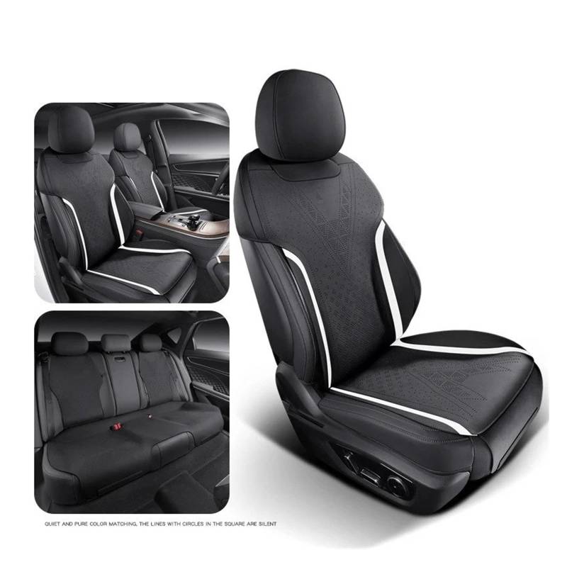 Auto Sitzbezug Hohe Auto Auto Sitzkissen Abdeckung Für BYD Han Four Seasons Universal Halb Paket Sitz Aviation Drehen Fell Auto Schonbezüge(Black for Style 2) von UFITIDU