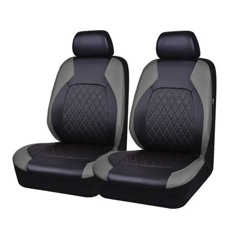 Auto Sitzbezug Pu-Autoinnenraum Mit 5/2 Stück Gestepptem Lederfaden Für Drücken Von Sitzbezügen, Airbag-kompatiblen, Atmungsaktiven Werkzeugen Auto Schonbezüge(Gray 2 pcs) von UFITIDU