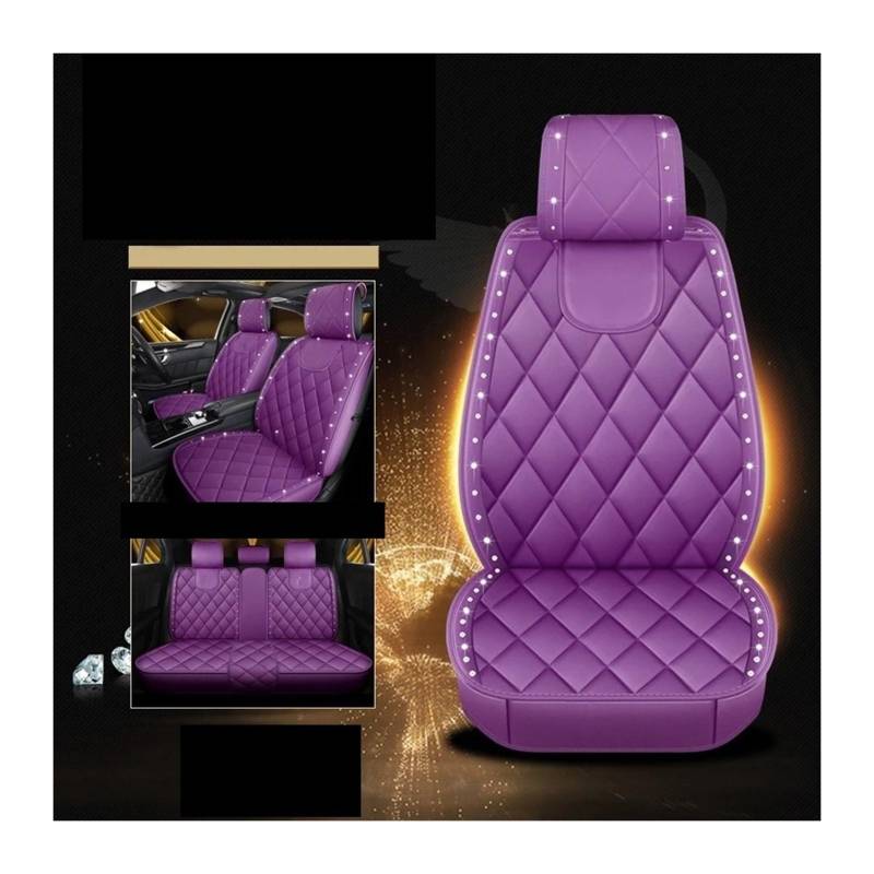 Auto Sitzbezug Universal Mit Frau Krone Strass Nieten Styling Autositzbezüge Leder Vorder- Und Rücksitze Automotive Protektoren Auto Schonbezüge(Crown Purple 01) von UFITIDU