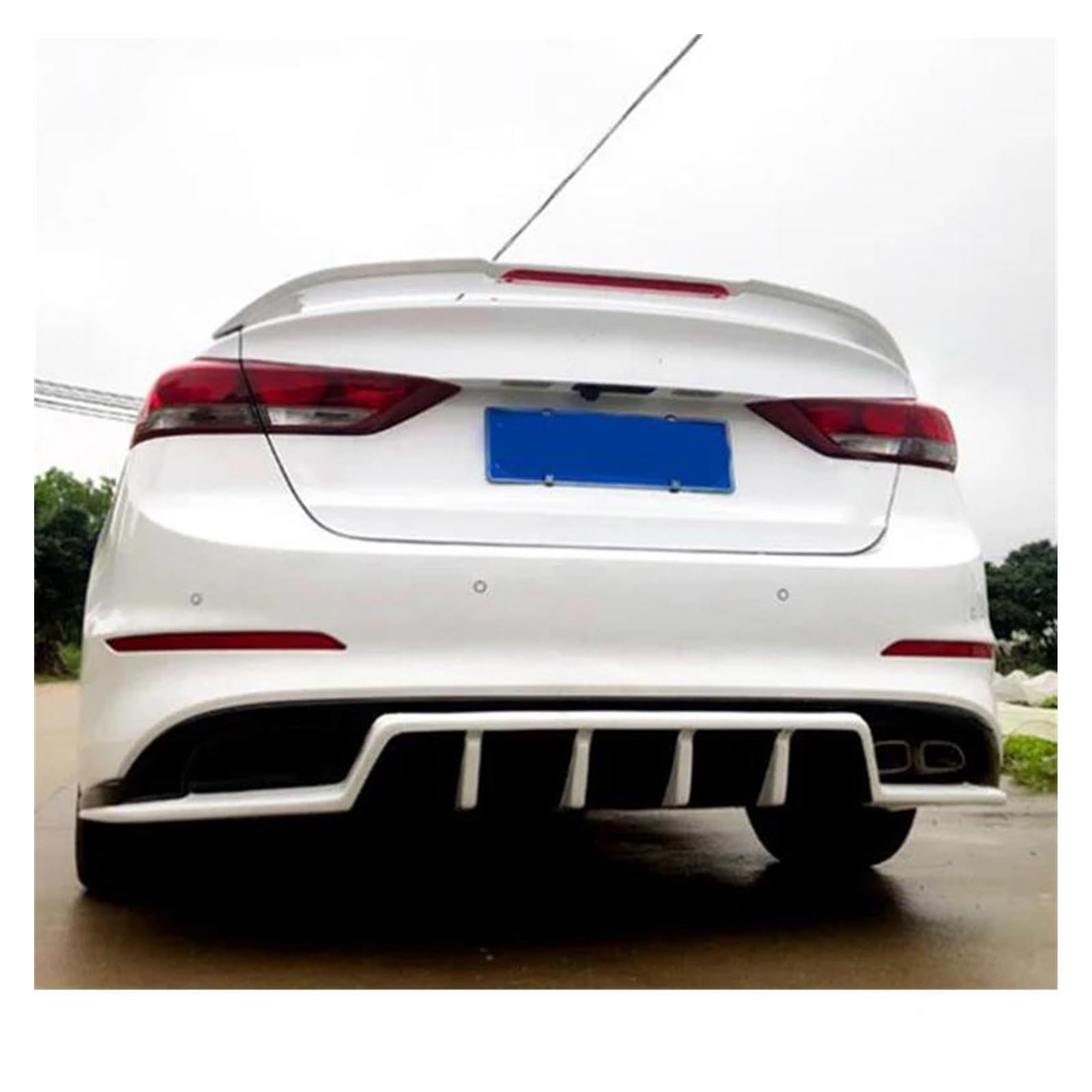 AutoHeckflügel Heckspoilerflügel Bremslicht Zubehör Spoiler ABS Kunststoff Auto Stamm Hinten Schwanz Flügel Körper Kit Refit Für Hyundai Für Elantra 2016 2017 2018 2019 2020 2021(Glossy White) von UFITIDU