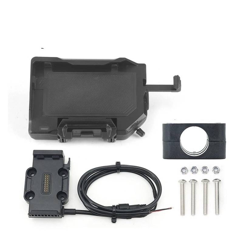 Handyhalterung Für R1250GS R1300GS F900XR F900R Für Alle Motorräder Kabelloses Laden 12mm 16mm 22mm Querlatte Überrollbügel Telefonnavigationshalterung Basis(A Set - Black 22mm) von UFITIDU