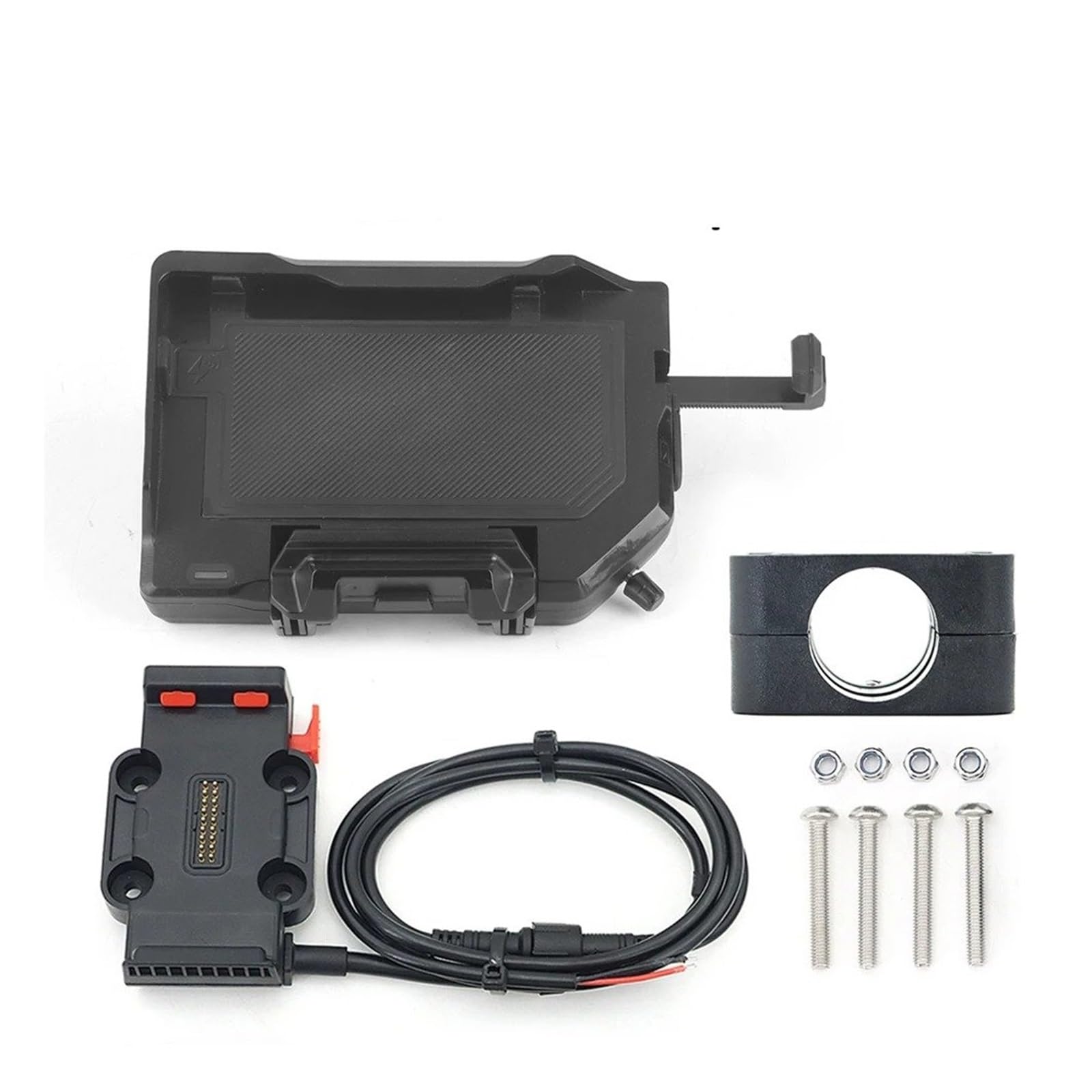 Handyhalterung Für R1250GS R1300GS F900XR F900R Für Alle Motorräder Kabelloses Laden 12mm 16mm 22mm Querlatte Überrollbügel Telefonnavigationshalterung Basis(A Set - Red 22mm) von UFITIDU