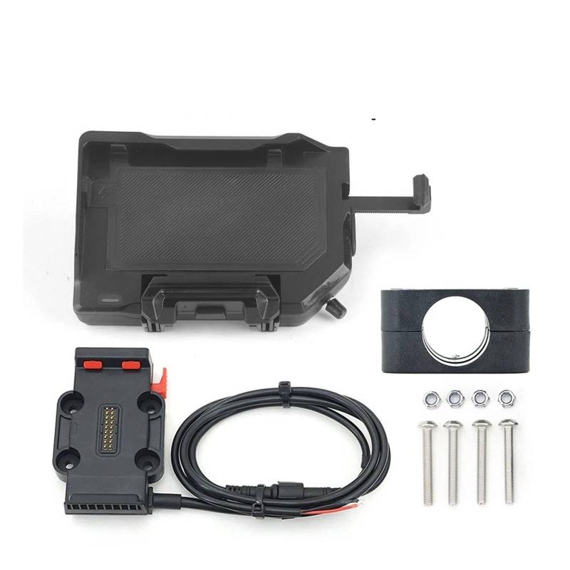 Handyhalterung Für R1250GS R1300GS F900XR F900R Für Alle Motorräder Kabelloses Laden 12mm 16mm 22mm Querlatte Überrollbügel Telefonnavigationshalterung Basis(A Set - Red 22mm) von UFITIDU