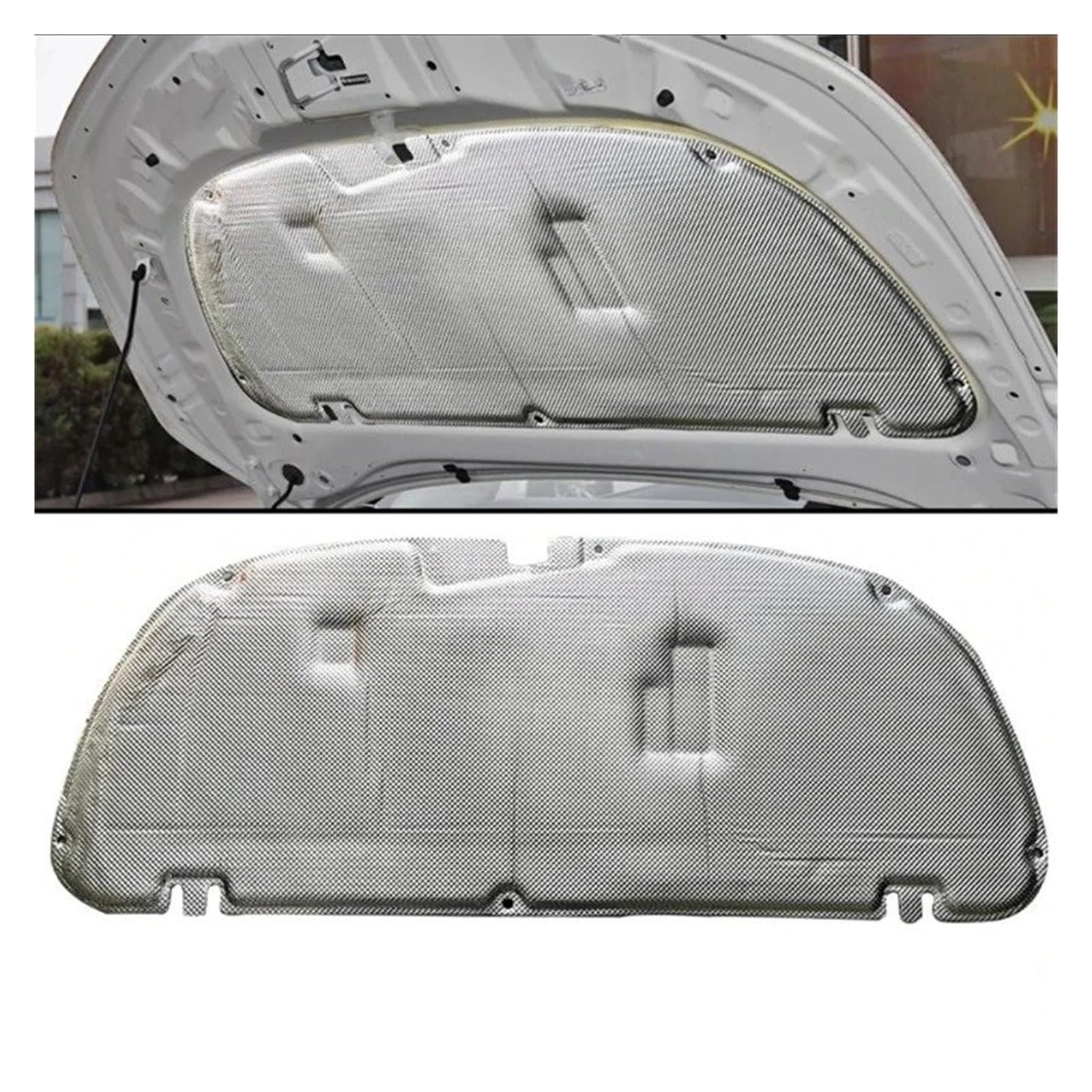Isoliermatte Automotoren Für Toyota Für Corolla Für Auris E210 2019 2020 2021 2022 2023 2024 Schallschutzmatte Autozubehör Fronthaube Motor Sound Pad(Aluminum Foil C) von UFITIDU