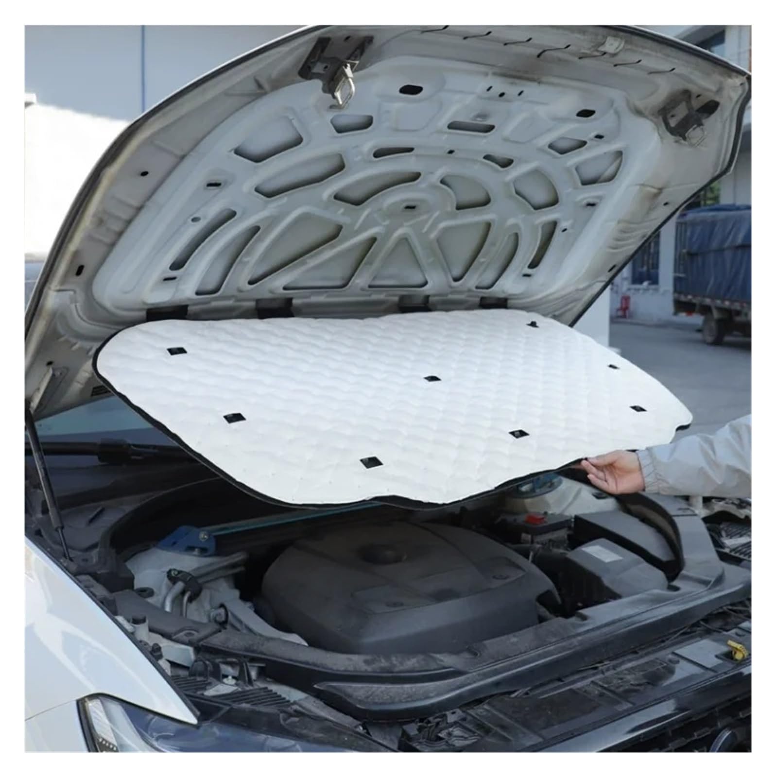 Isoliermatte Automotoren Motorhauben-Isolierpolster Schalldichte Hitzeschildverkleidung Für Volvo Für XC60 2018 2019 2020 2021 2022 2023 2024(White and Black) von UFITIDU